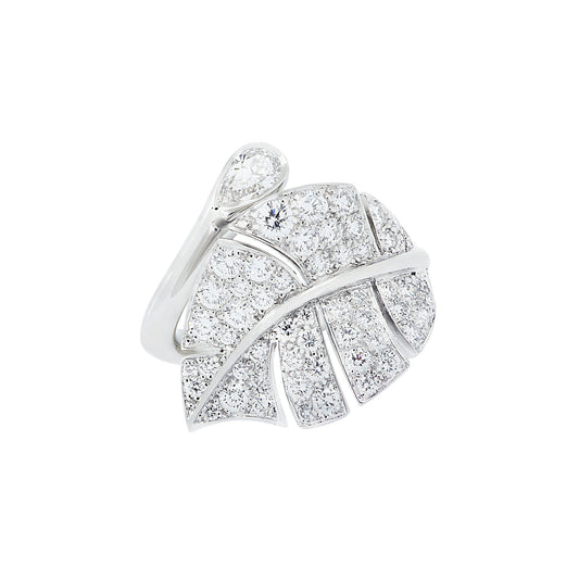 Van Cleef & Arpels Post-1980s 18KT White Gold Diamond Virevolte Leaf Ring front