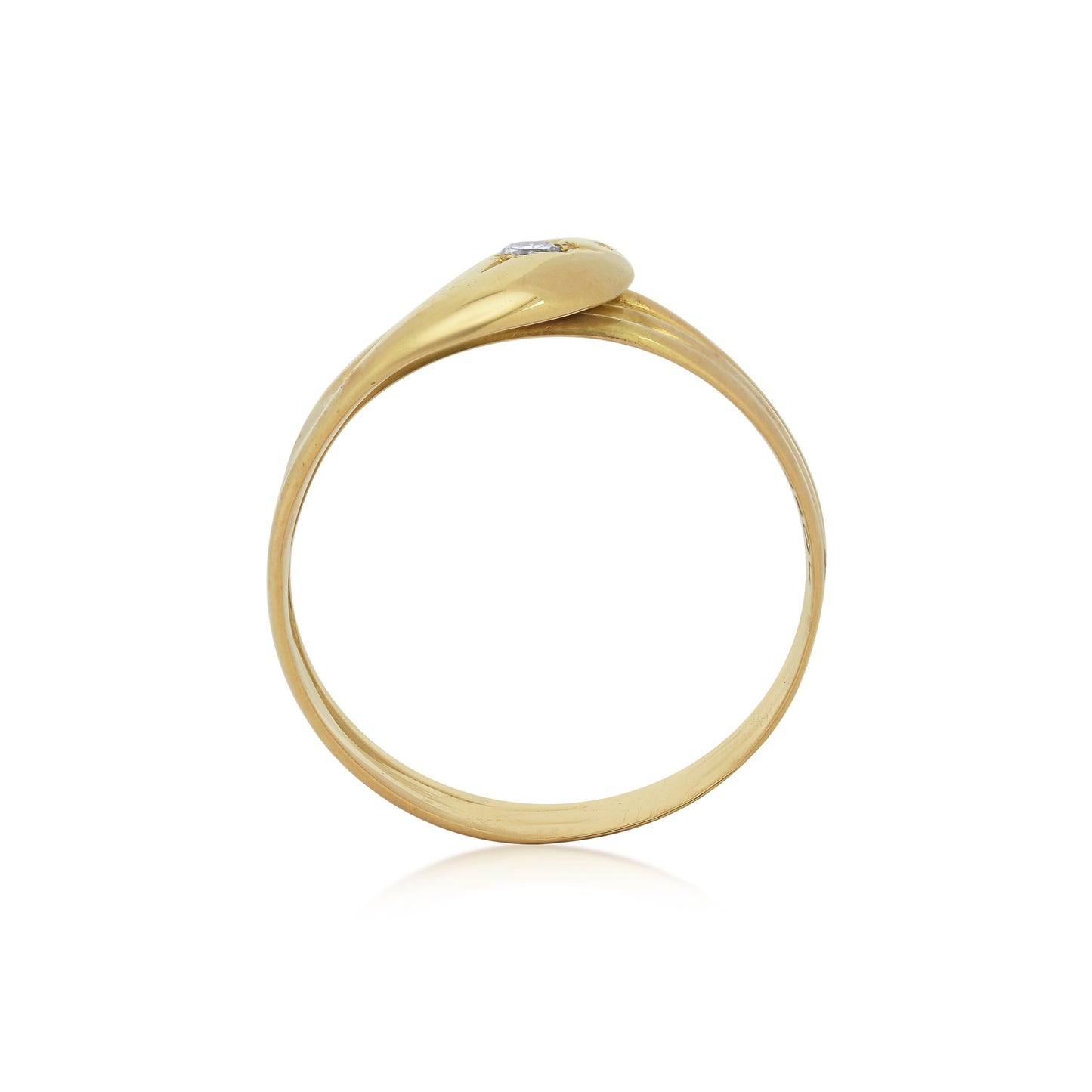 Edwardian 18KT Yellow Gold Snake Ring with Modern Diamond profile