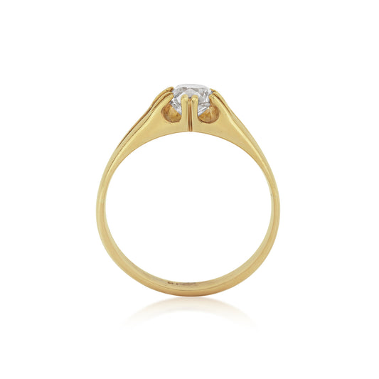 Antique 18KT Yellow Gold Diamond Belcher Ring profile