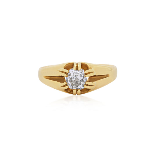 Antique 18KT Yellow Gold Diamond Belcher Ring front