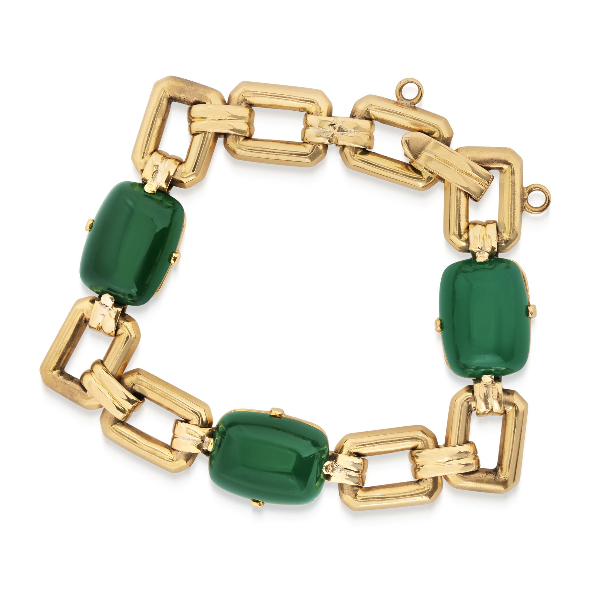 1950s 18KT Yellow Gold Chalcedony Bracelet front