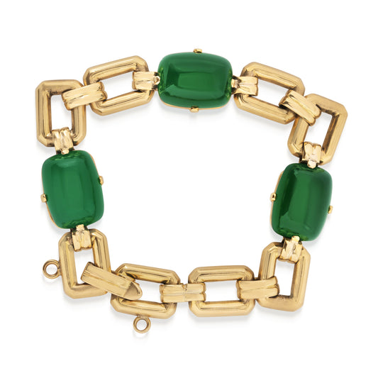1950s 18KT Yellow Gold Chalcedony Bracelet front