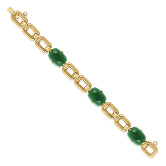 1950s 18KT Yellow Gold Chalcedony Bracelet front