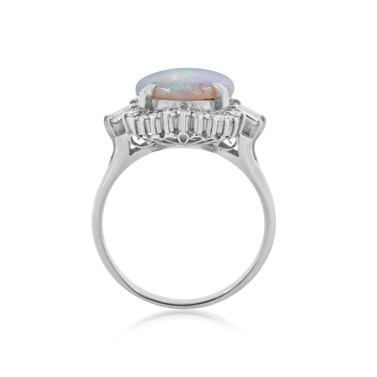 1970s Platinum Opal & Diamond Ring profile