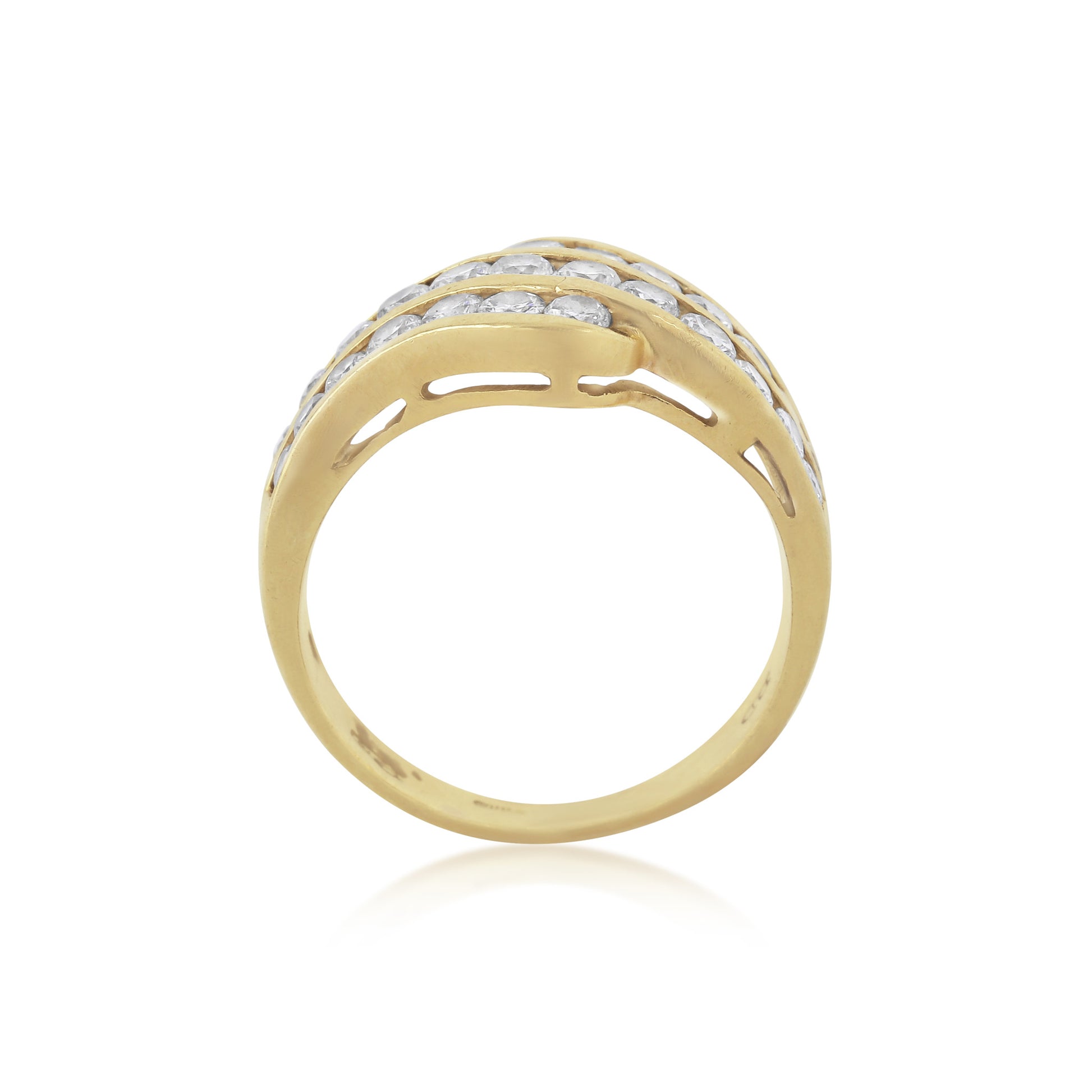 Italian 1970s 18KT Yellow Gold Diamond Ring profile