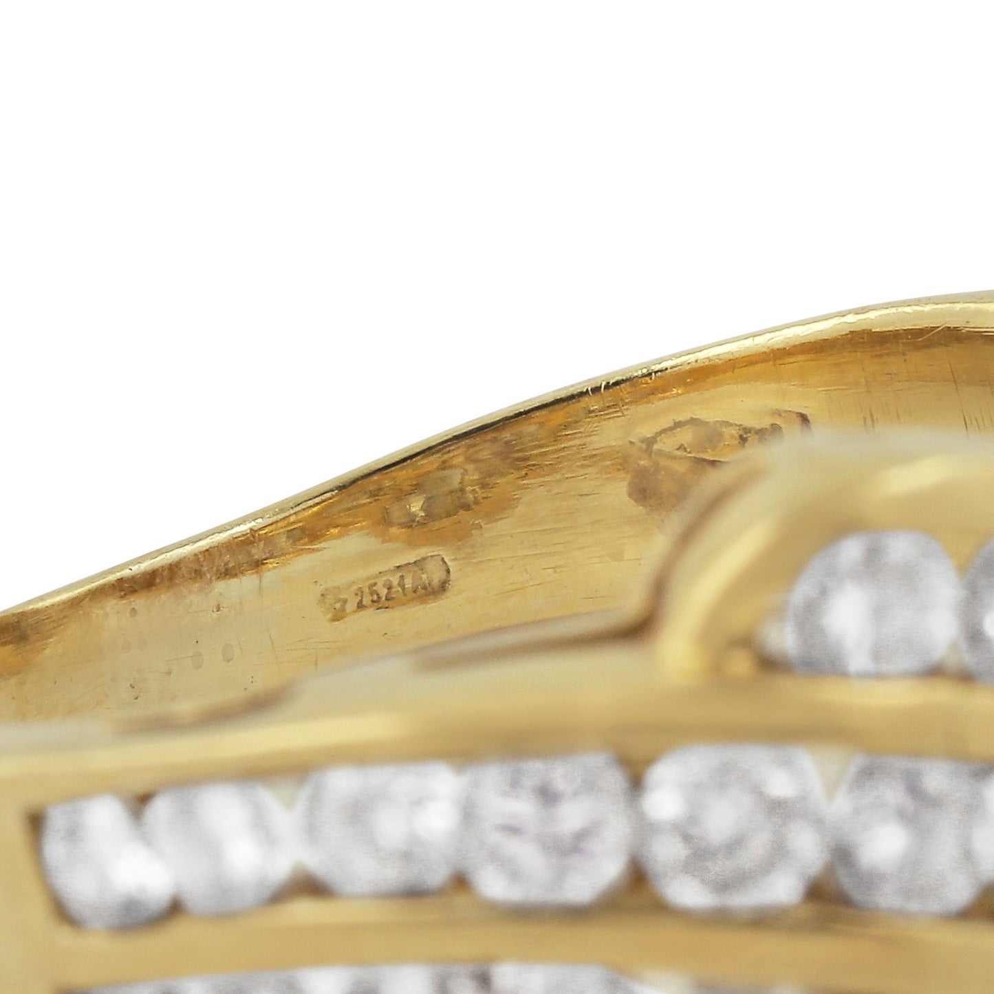 Italian 1970s 18KT Yellow Gold Diamond Ring hallmarks