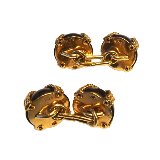Van Cleef & Arpels French 1950s 18KT Yellow Gold Onyx Cufflinks back
