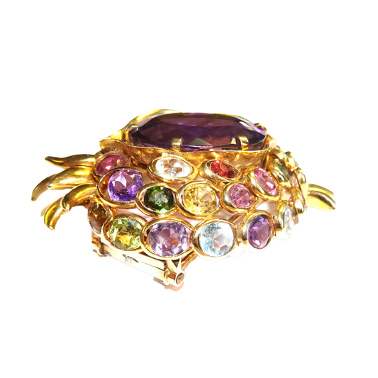 Rene Boivin 1940s 18KT Yellow Gold Multigem Pomegranate Brooch side