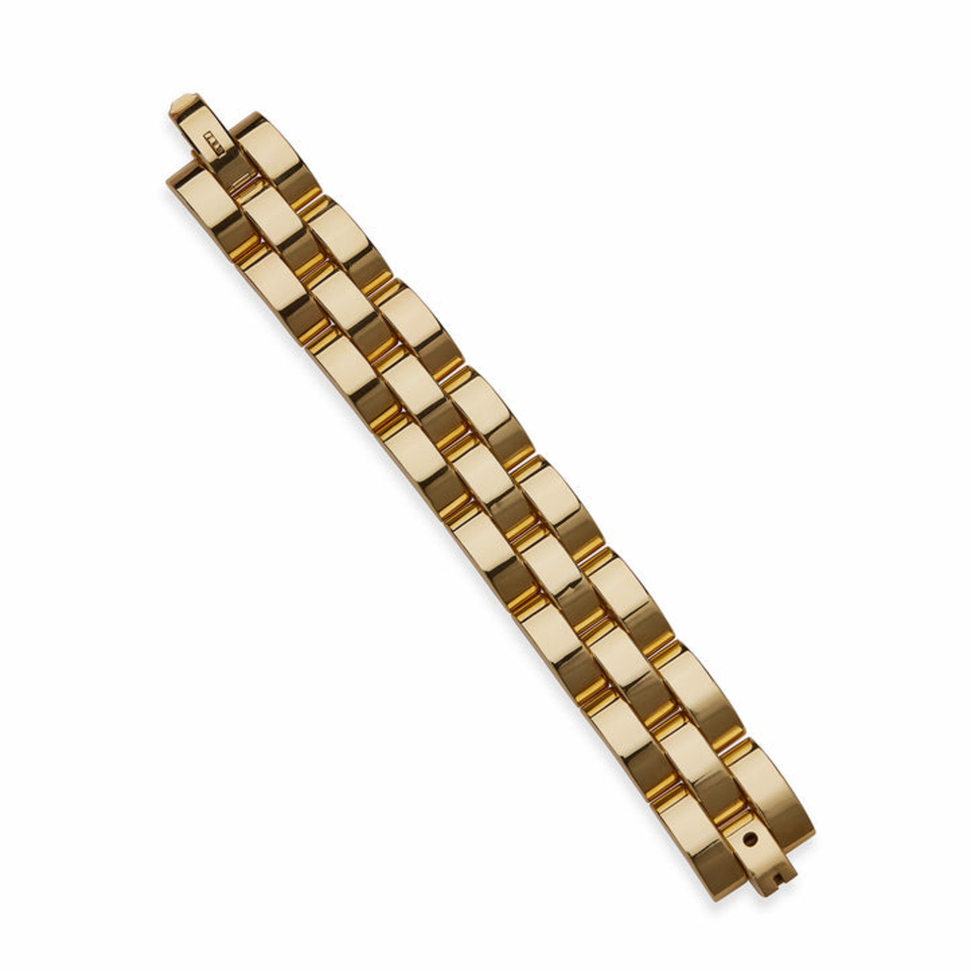 French Retro 18KT Yellow Gold Tank Track Bracelet back