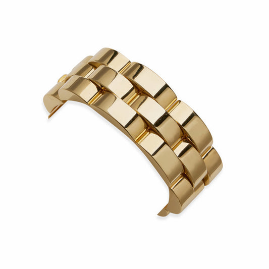 French Retro 18KT Yellow Gold Tank Track Bracelet front