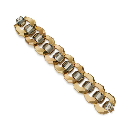 Italian Retro 18KT Rose, White & Yellow Gold Bracelet front