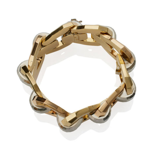 Italian Retro 18KT Rose, White & Yellow Gold Bracelet top