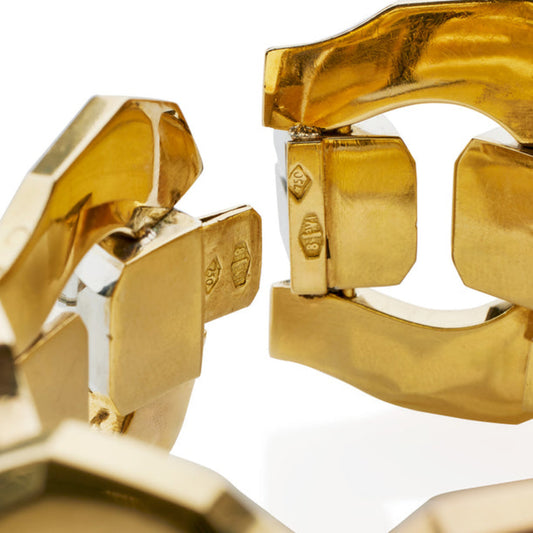 Italian Retro 18KT Rose, White & Yellow Gold Bracelet close-up details