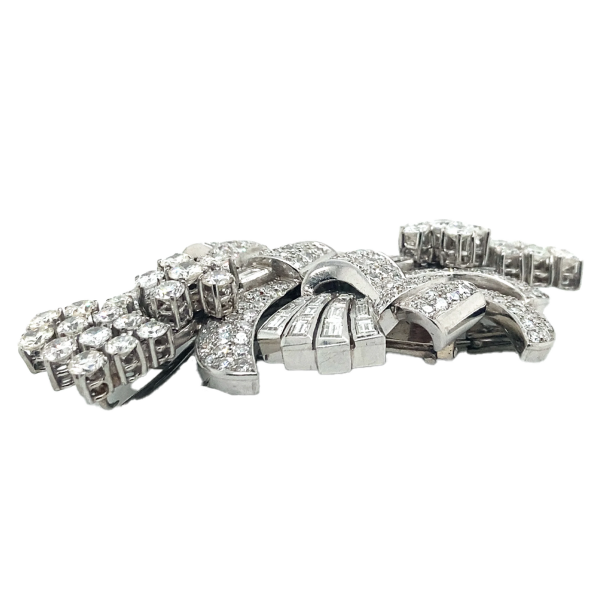 1950s Platinum Diamond Double Clips side