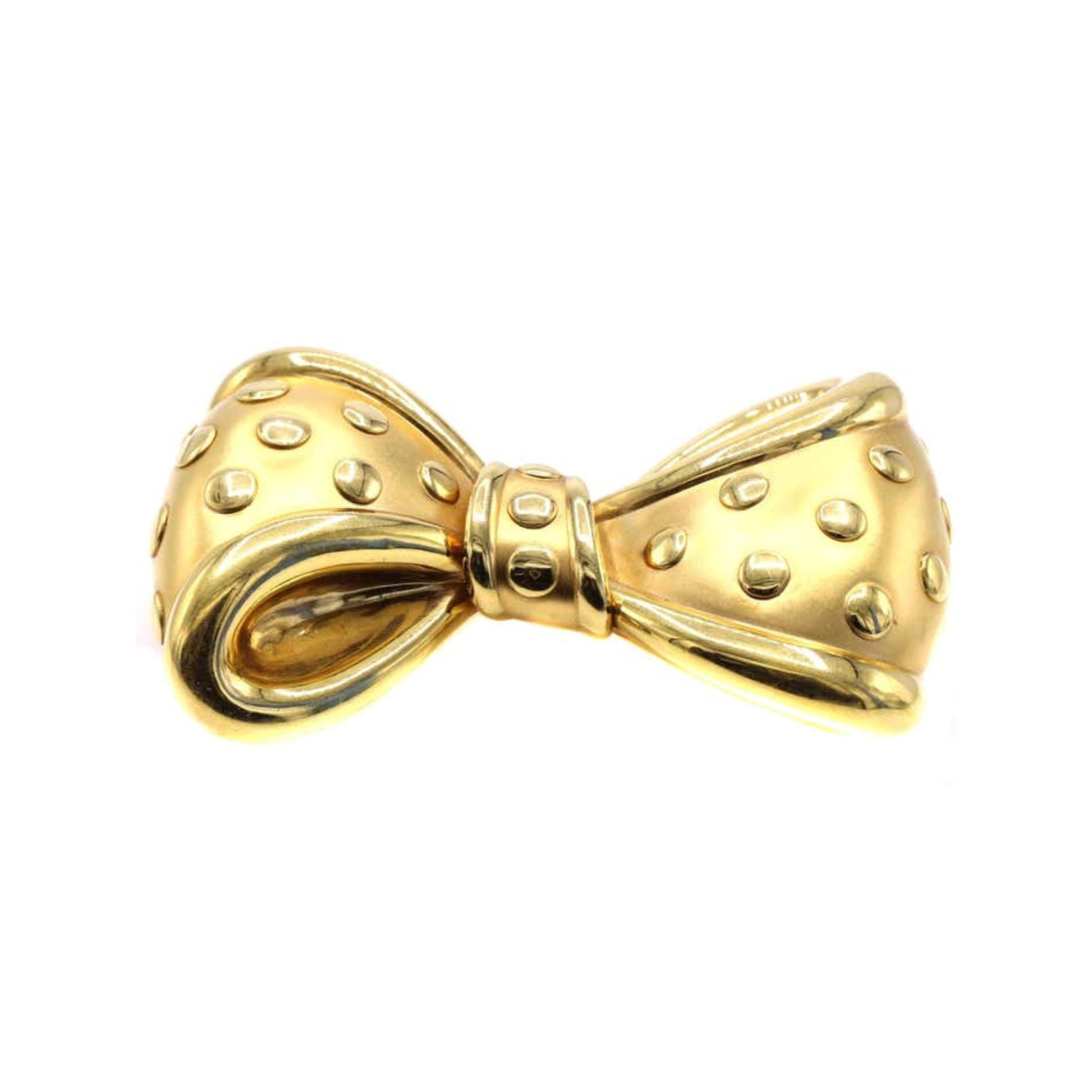 Van Cleef & Arpels France 1980s 18KT Yellow Gold Diamond Bow Brooch front