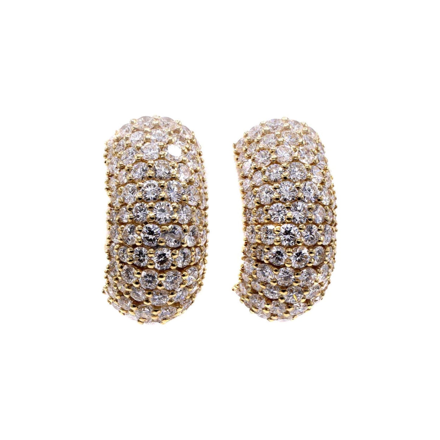 Boucheron Paris 1980s 18KT Yellow Gold Diamond Earrings front