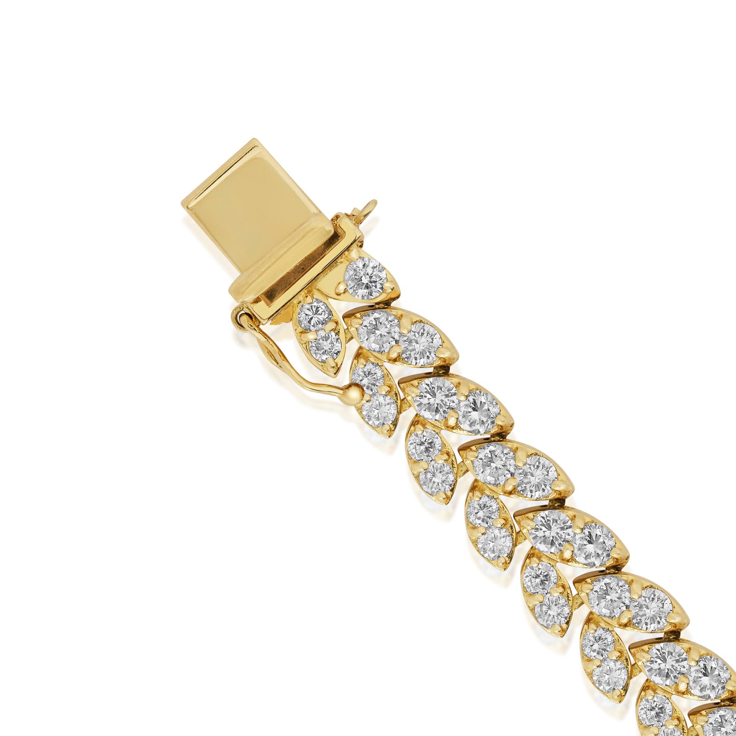 1970s 18KT Yellow Gold Diamond Bracelet clasp