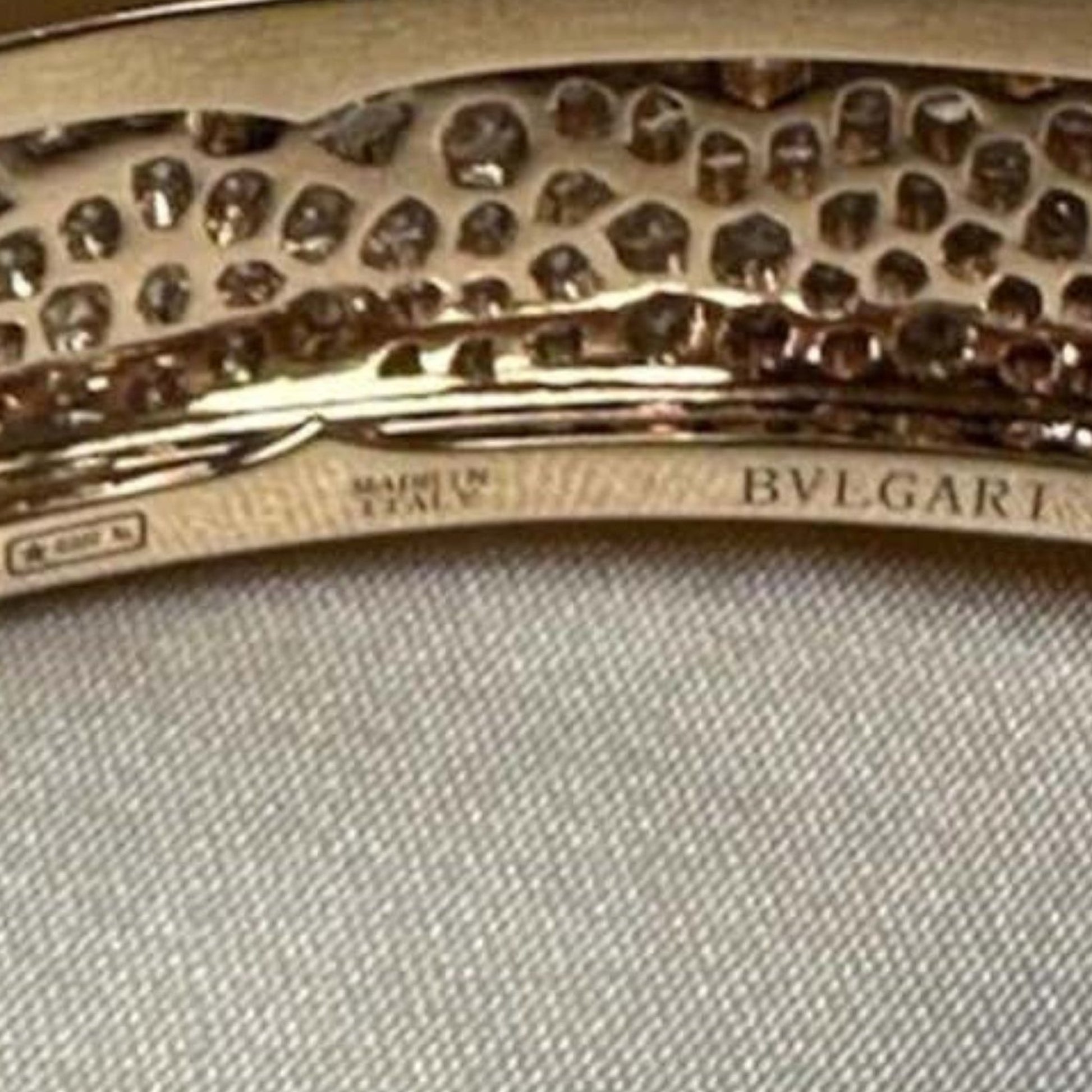 Bulgari Italy Post-1980s 18KT Rose Gold Diamond Bracelet signature