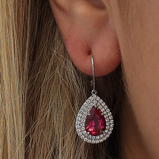 Tiffany & Co. Post-1980s 18KT White Gold Tourmaline & Diamond Soleste Earrings on ear