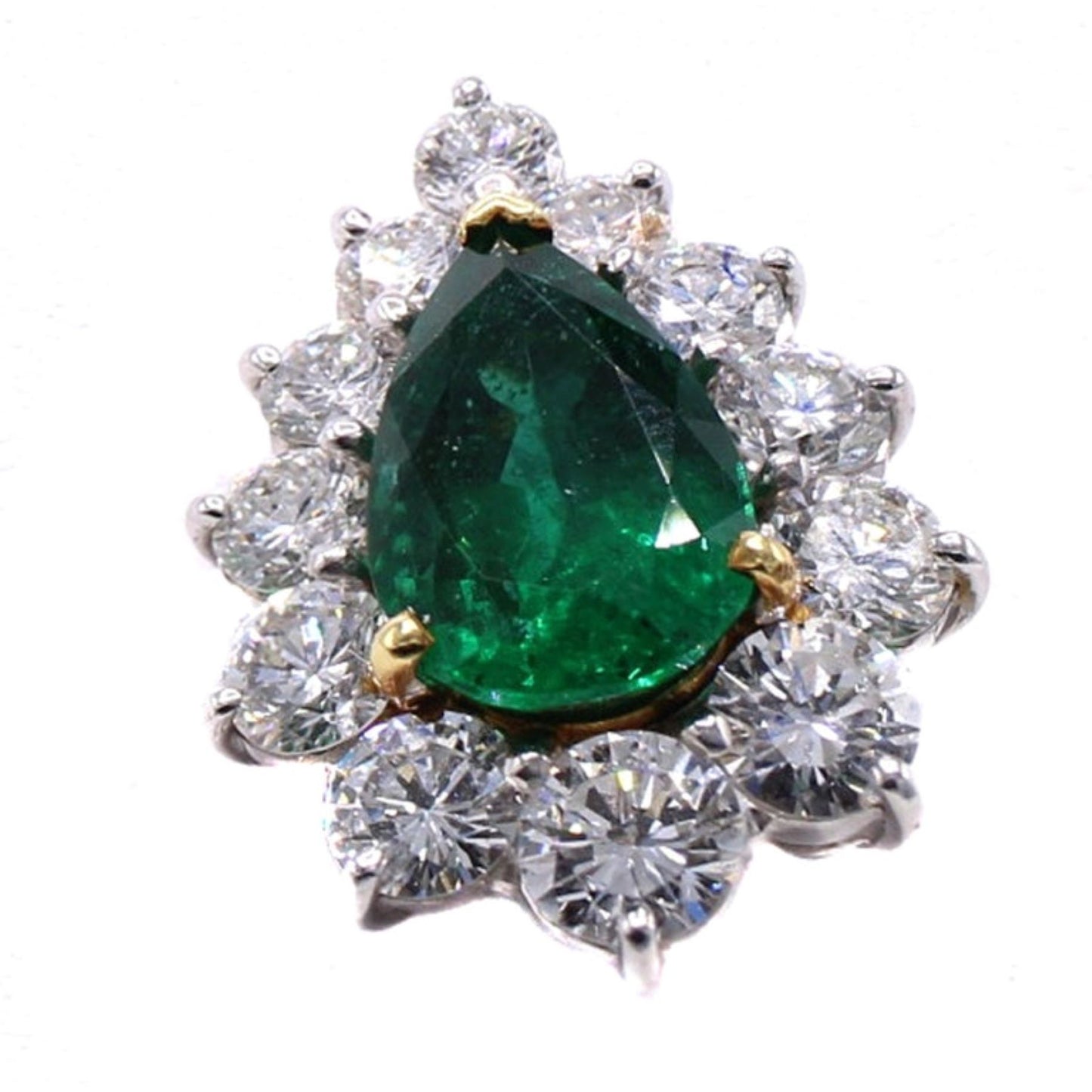 Cartier 1970s Platinum & 18KT Yellow Gold Emerald & Diamond Rivière Necklacependant front
