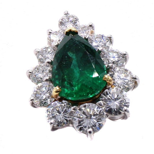 Cartier 1970s Platinum & 18KT Yellow Gold Emerald & Diamond Rivière Necklacependant front