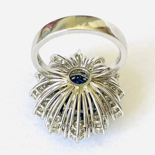 1980s 18KT White Gold Sapphire & Diamond Ring back