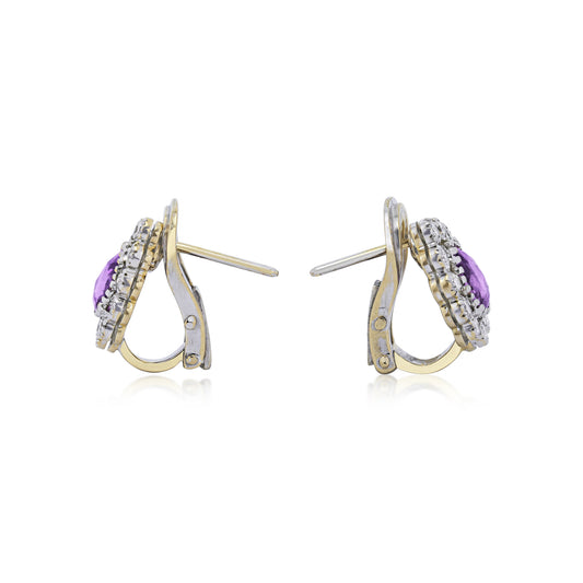 Italian Post-1980s 18KT White Gold Sapphire & Diamond Earrings side