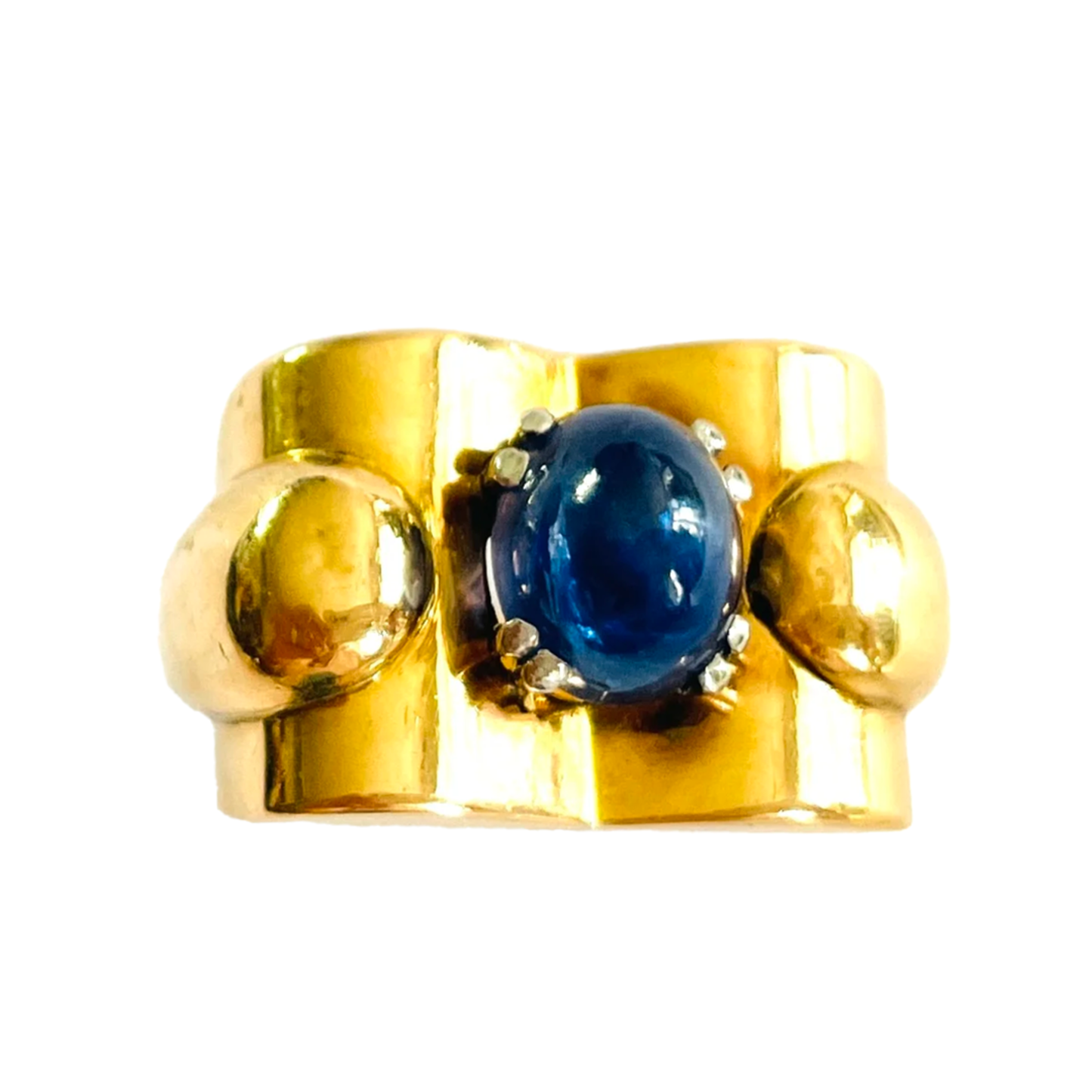 1950s 18KT Yellow Gold Sapphire Ring front