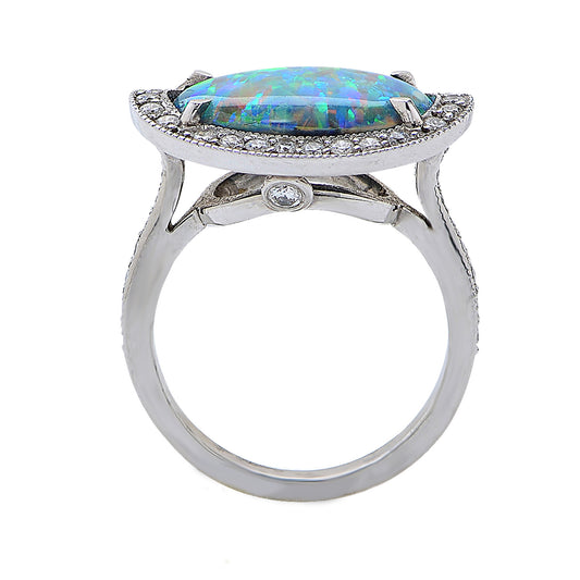 Post-1980s Platinum Opal & Diamond Ring profile