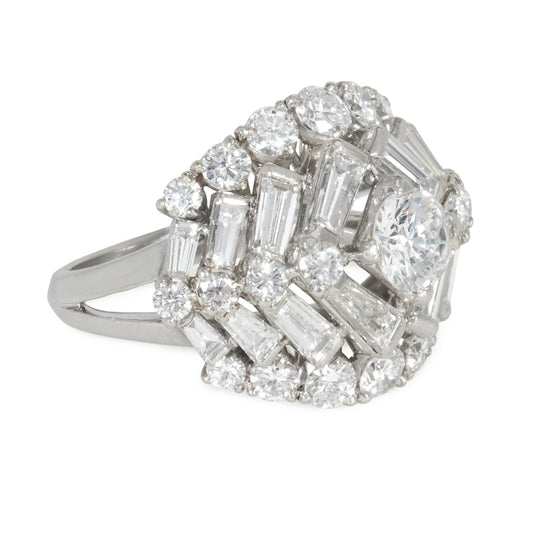 1950s Platinum Diamond Ring side