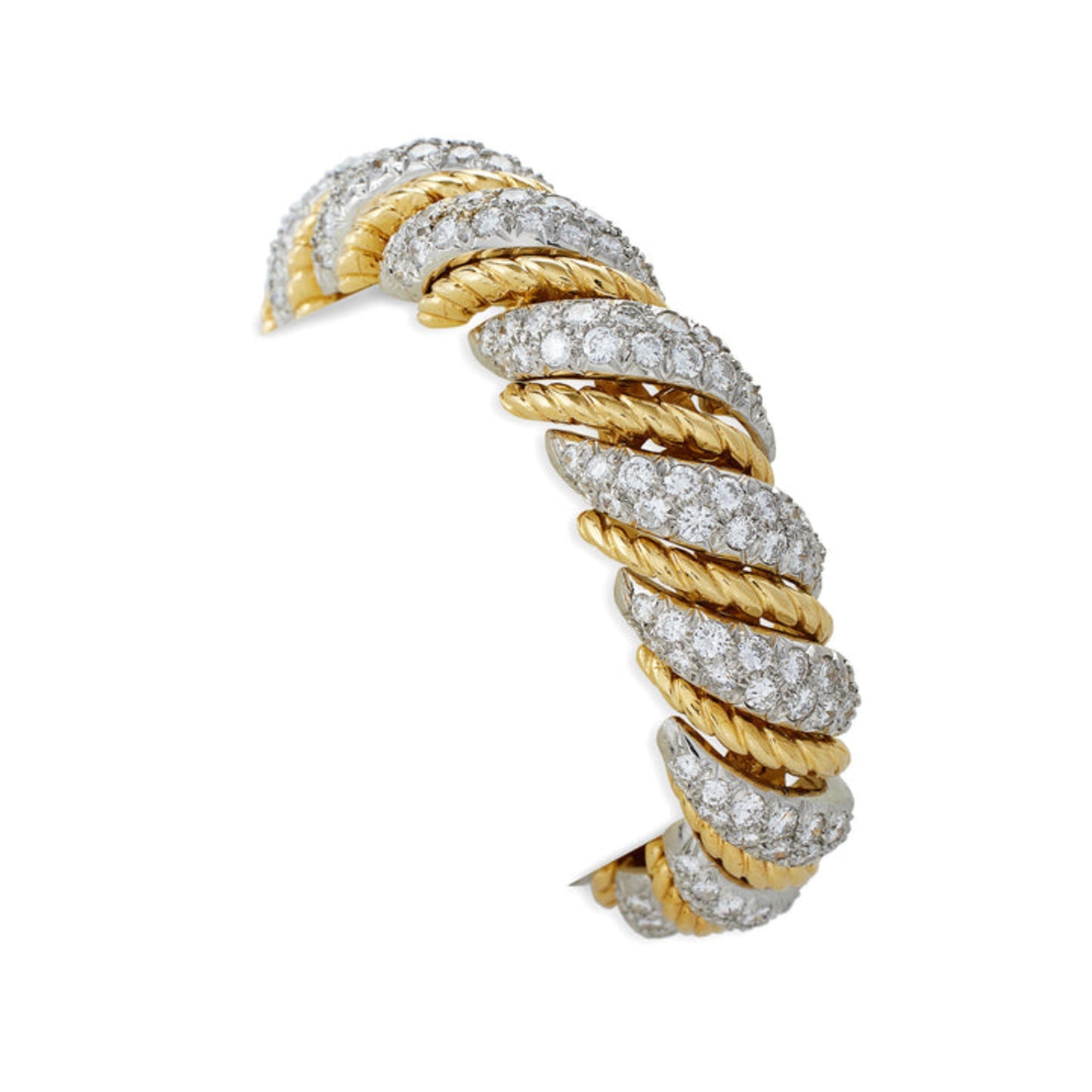 Van Cleef & Arpels Paris 1960s Platinum & 18KT Yellow Gold Diamond Bracelet front