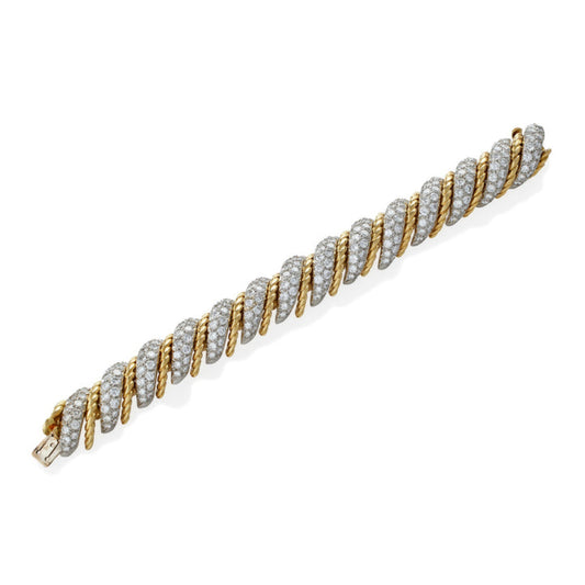 Van Cleef & Arpels Paris 1960s Platinum & 18KT Yellow Gold Diamond Bracelet front