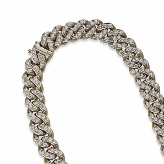 Bulgari Italy 1980s Diamond Gourmette Necklace close-up details