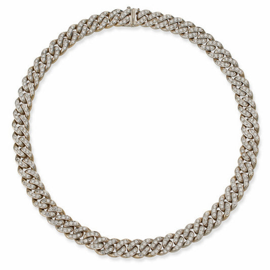 Bulgari Italy 1980s Diamond Gourmette Necklace front