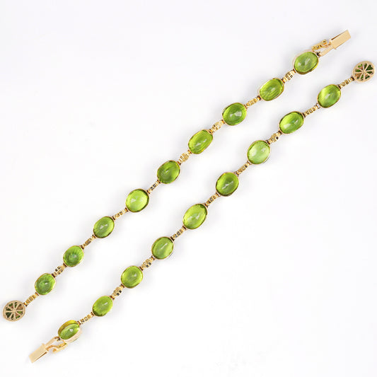 Post-1980s 18KT Yellow Gold Peridot & Diamond Necklace back