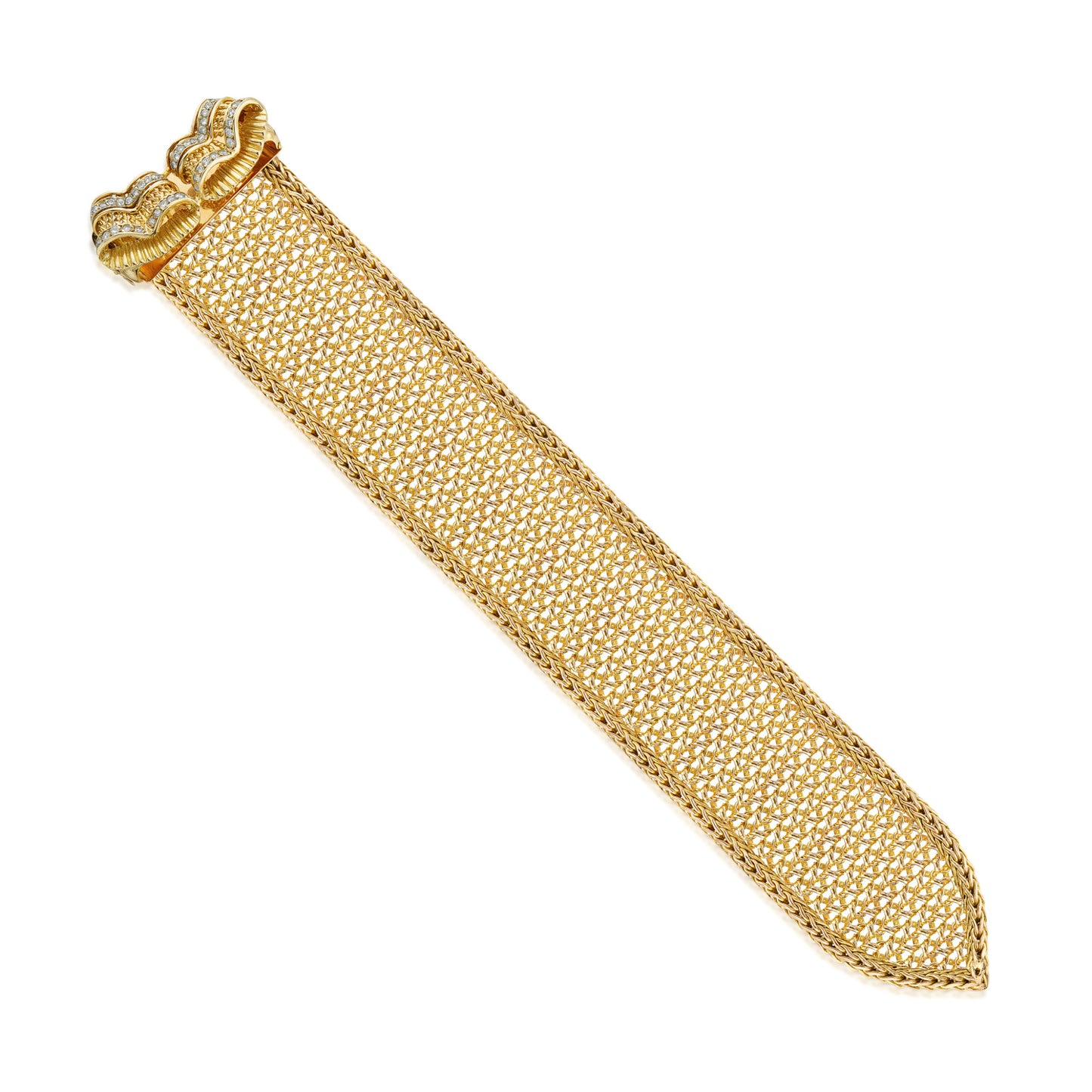 Retro 18KT Yellow Gold Diamond Belt Bracelet front