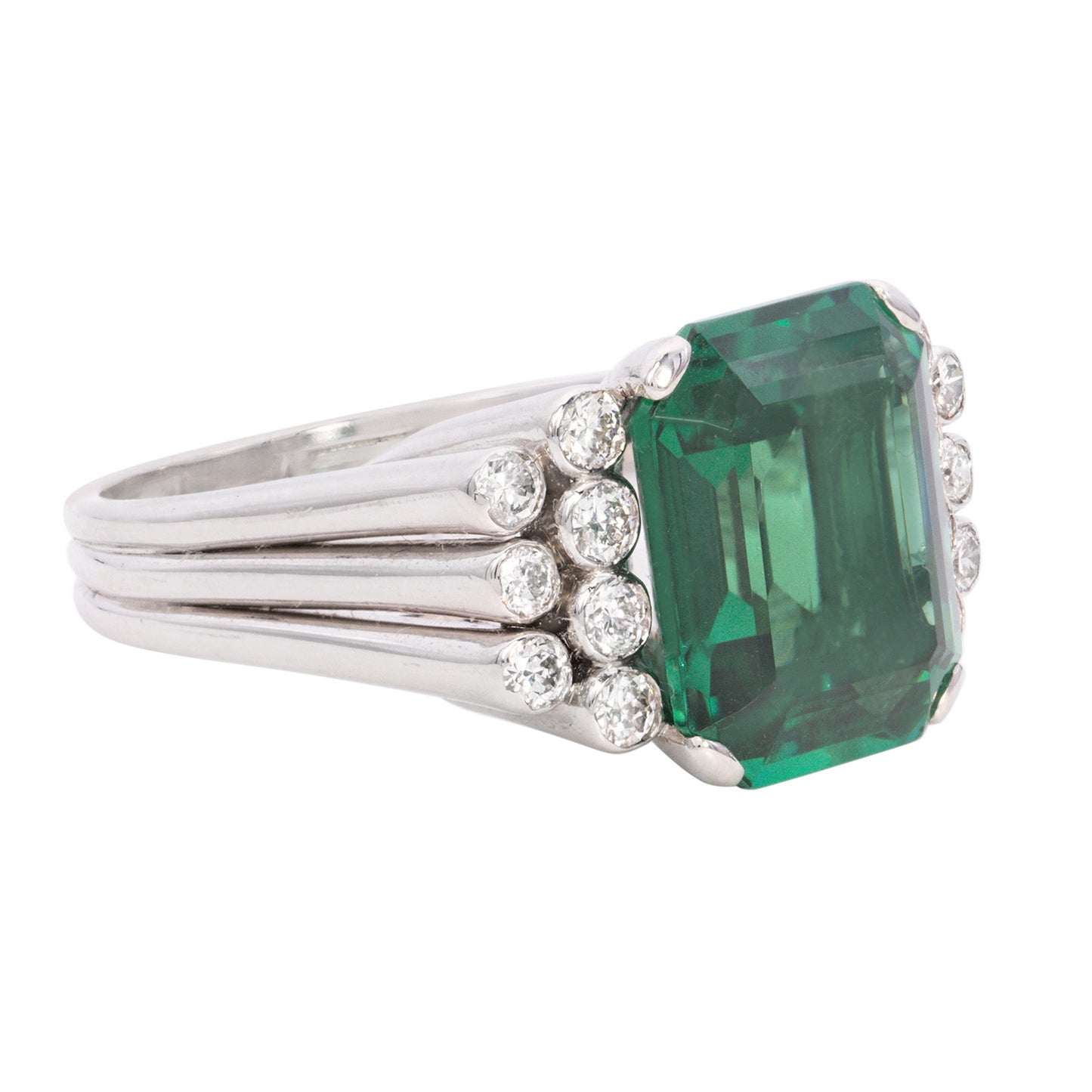 1940s Platinum Tourmaline & Diamond Ring side