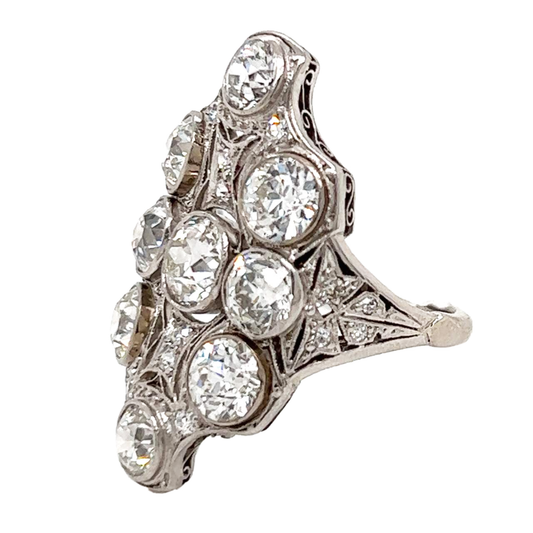 Art Deco Platinum Diamond Ring side