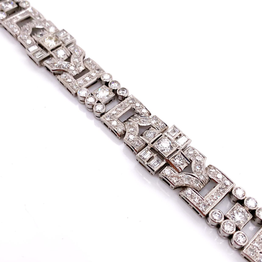 Art Deco Platinum Diamond Bracelet close-up details