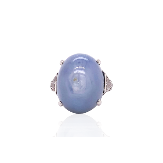 Art Deco Platinum Sapphire & Diamond Ring front