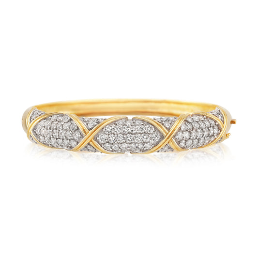 Post-1980s 14KT White & Yellow Gold Diamond Bracelet front