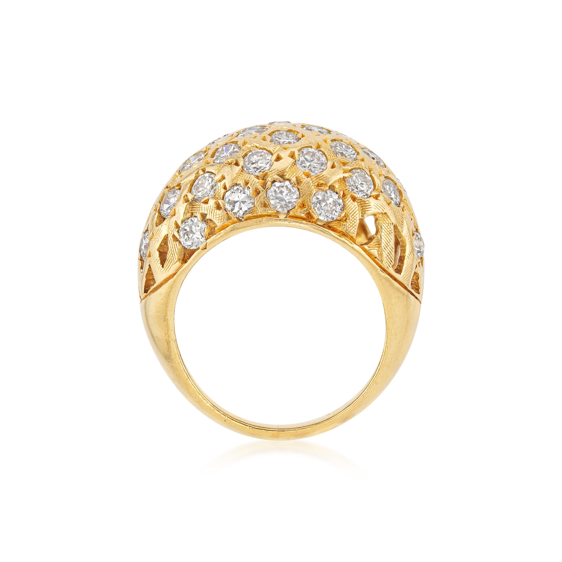 1960s 14KT Yellow Gold Diamond Ring profile