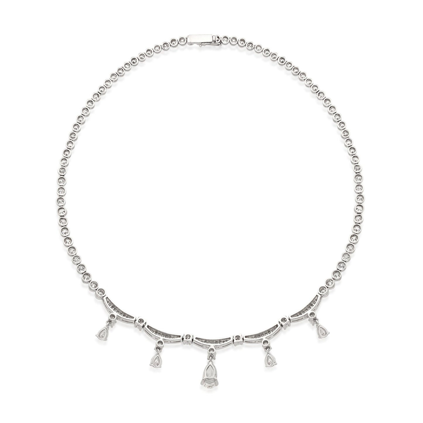 1960s Platinum Diamond Necklace back