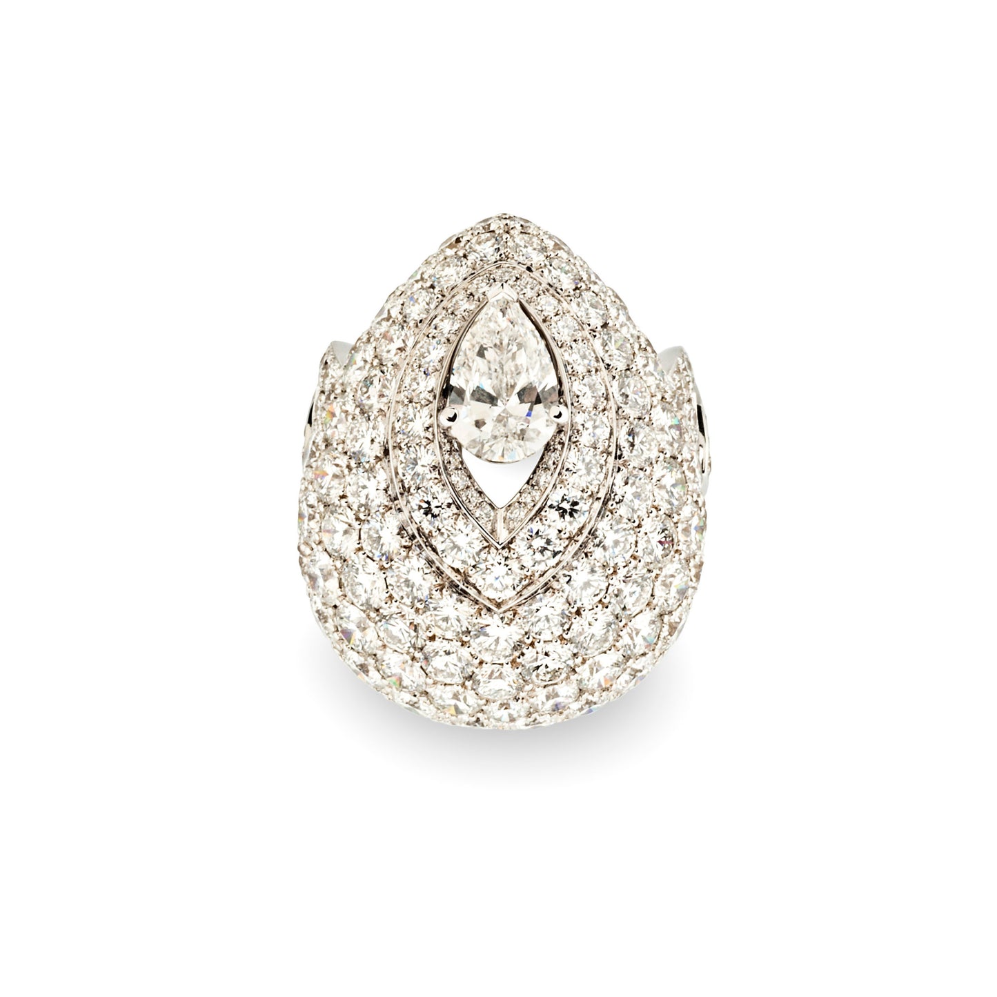 Lawrence Graff Retro 18KT White Gold Diamond Ring front