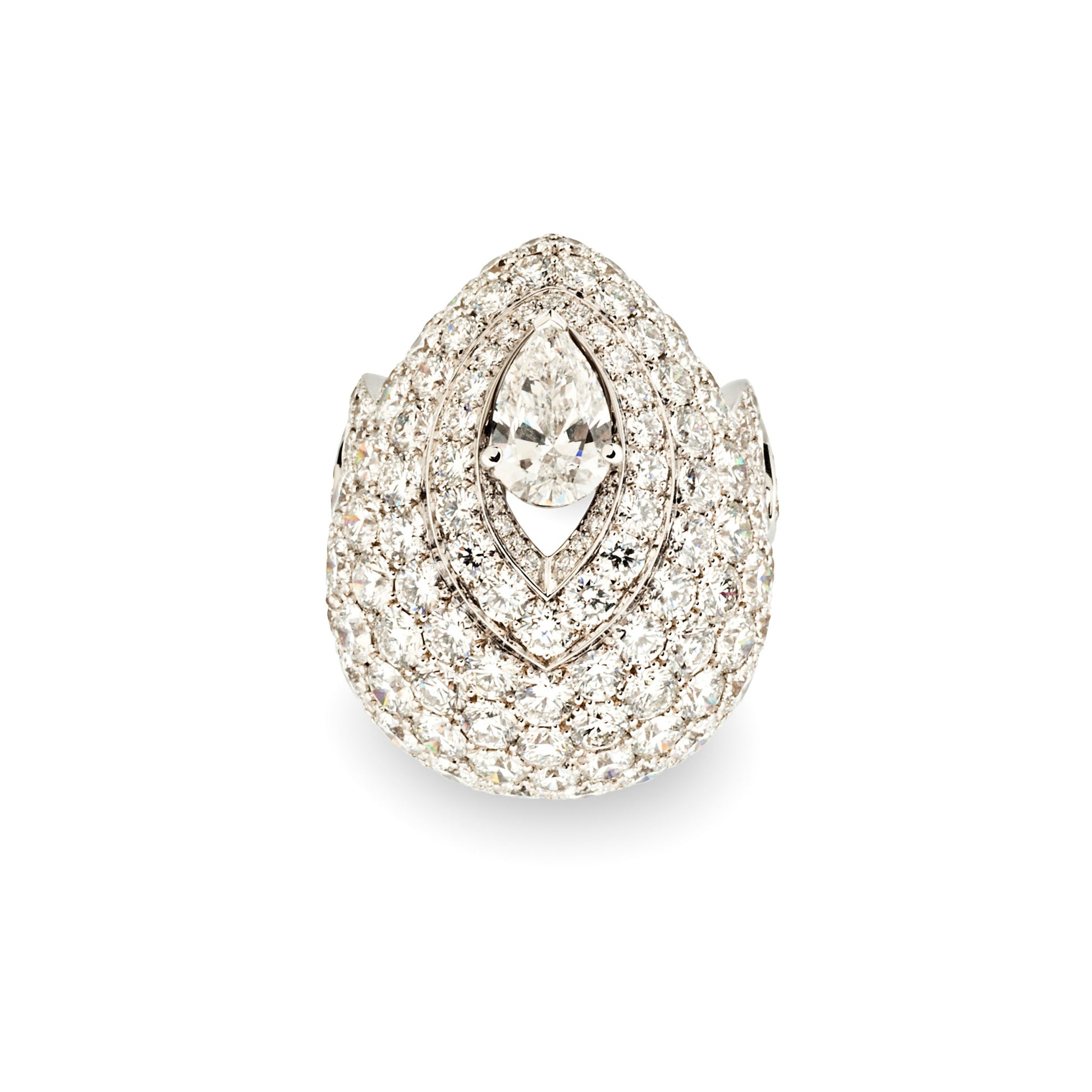 Lawrence Graff Retro 18KT White Gold Diamond Ring front