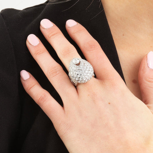 Lawrence Graff Retro 18KT White Gold Diamond Ring on finger
