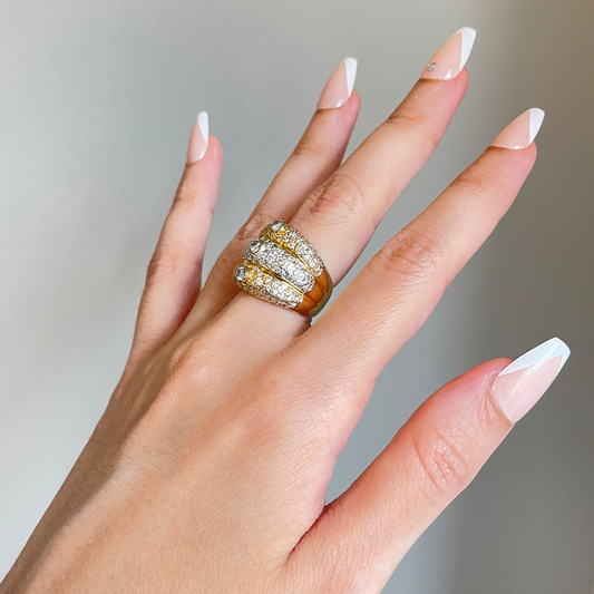 Post-1980s 14KT White & Yellow Gold Diamond Ring on finger