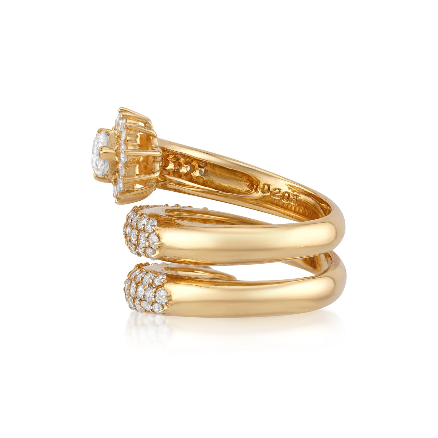 Post-1980s 18KT Yellow Gold Diamond Snake Ring side