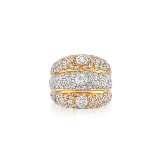 Post-1980s 14KT White & Yellow Gold Diamond Ring front