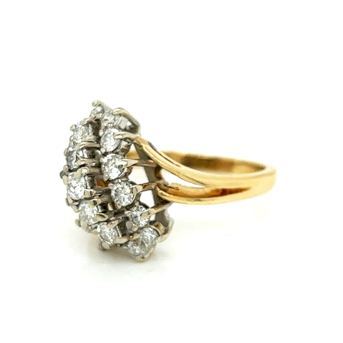 Post-1980s 14KT Yellow Gold Diamond Ring side